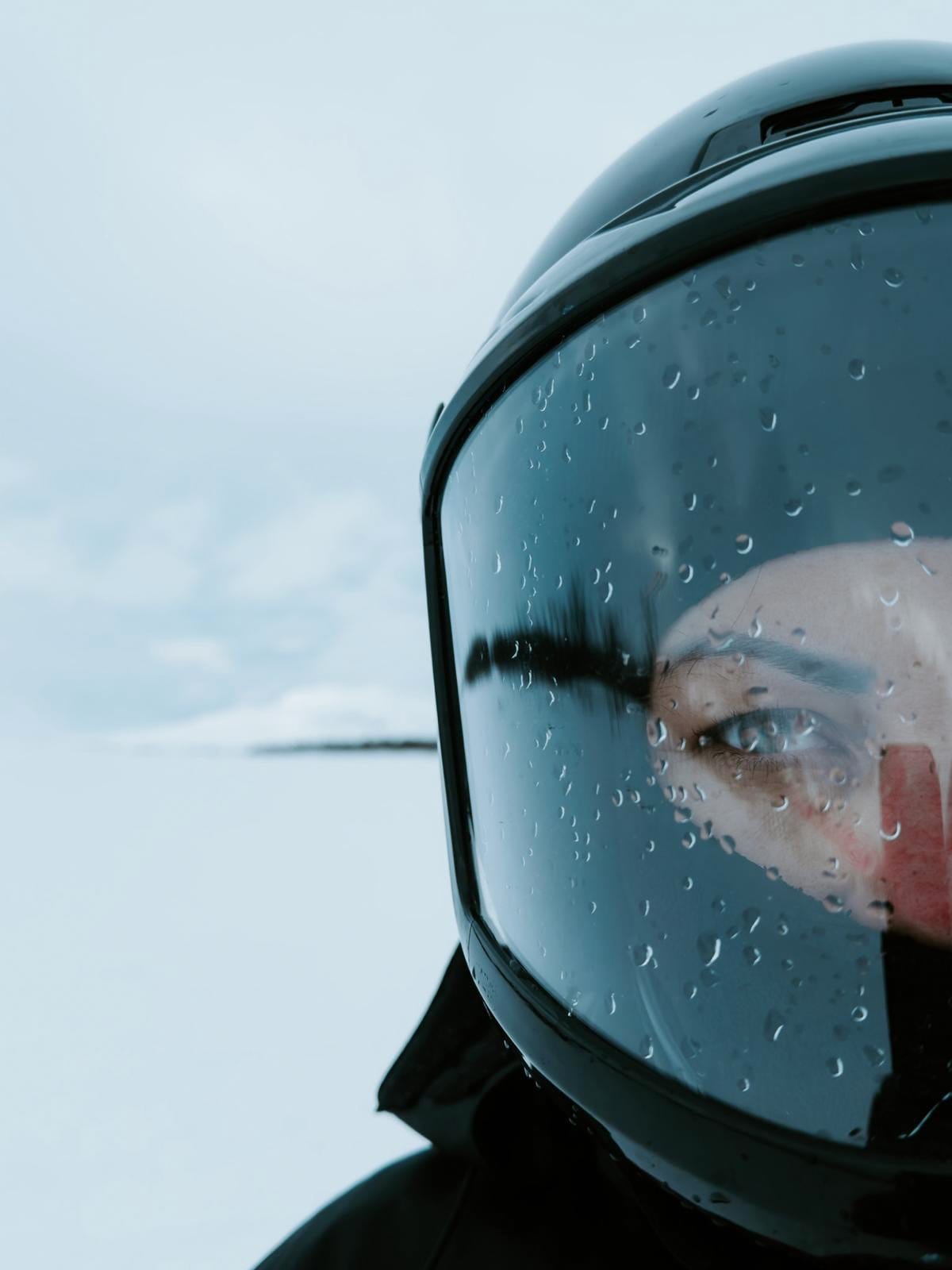 The helmet most tours will give you in Tromsø - photo of me courtesy of Nicole