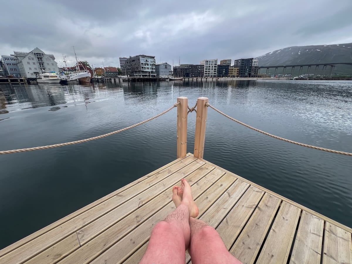 In between dips in the Pust Sauna