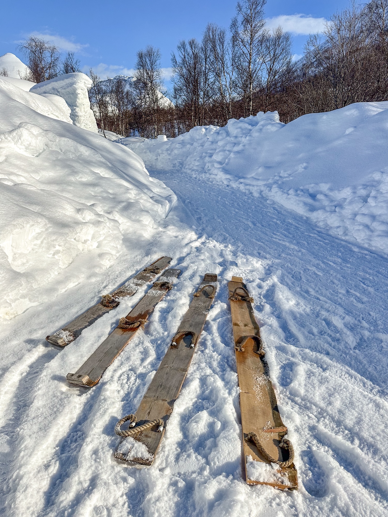 Tandem skis at the Ice Domes