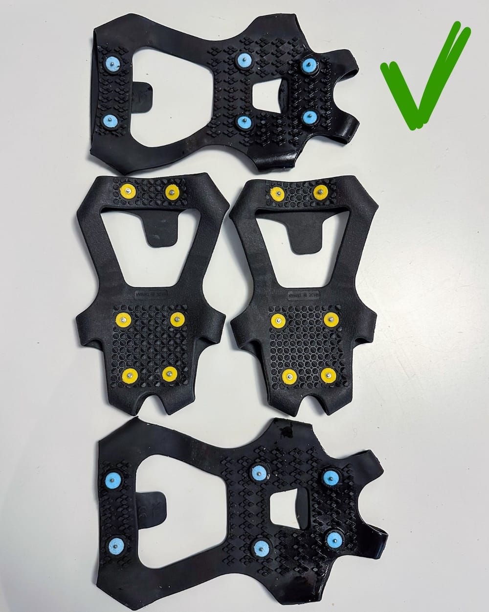 Ice spikes laid on a table