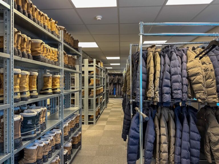 Some of the clothing you can rent at Tromsø Outdoor