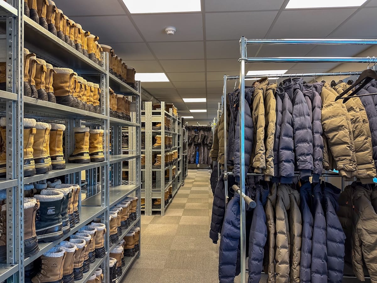 Some of the clothing you can rent at Tromsø Outdoor