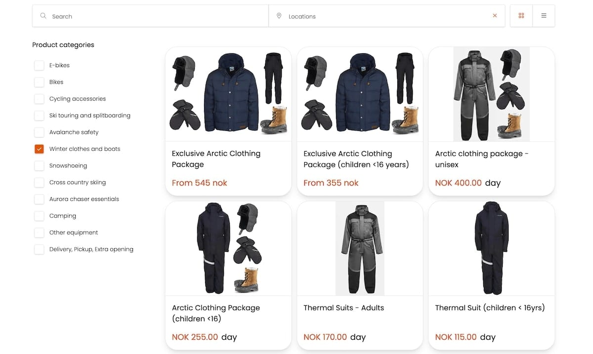 Be sure to filter out other equipment from the menu on the left